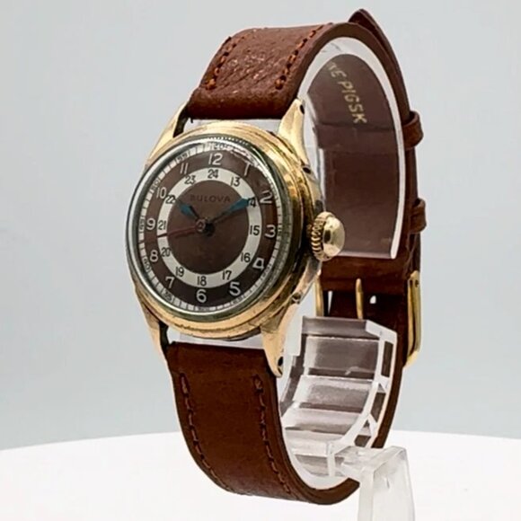 Vintage Bulova Bullseye Dial Men's Mechanical Wristwatch 10 BCC Steel & 10k RGP - Picture 1 of 5